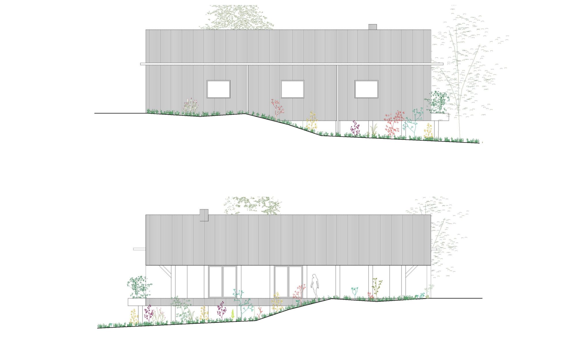MAISON NIEDERHASLACH BOIS ALUMINUM PANS CHARPENTE FORET FACADE