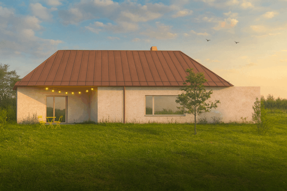 MAISON FAMILLE OBERNAI CONSTRUCTION TOITURE cuivre CHAUX SURPRISE ARCHITECTE PERSPECTIVE